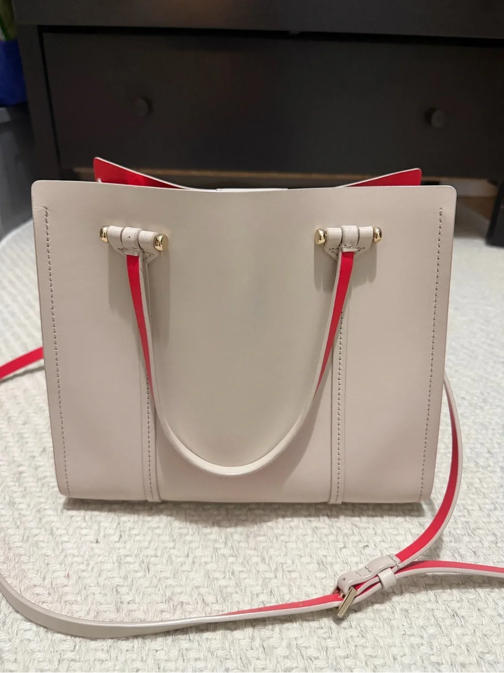 kate spade Cream and Hot Pink Leather Shoulder Tote